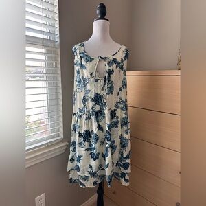 William Rast Cream Dress with Blue Floral Print-0022